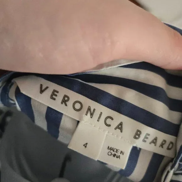 Veronica Beard Fauri Striped Off-The-Shoulder Long Sleeve Shirt Size 4 - Picture 15 of 16